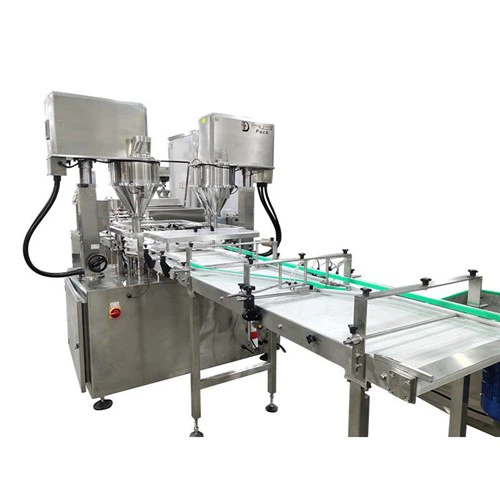 Машина за пълнене на прах с въртяща се маса с четири{0}}глави